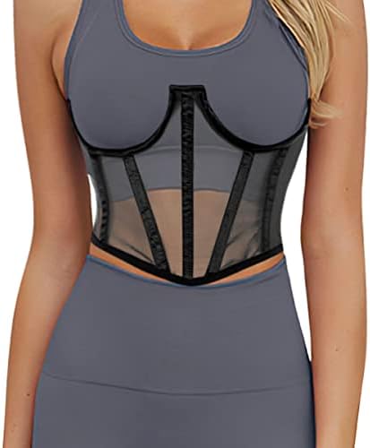 TOPMELON Black Corset Belt Waist Corset Lace Open Cup Underbust Corset Mesh Underwire Short Torso Underboob Corset Waist Cincher Boned Corset Medium