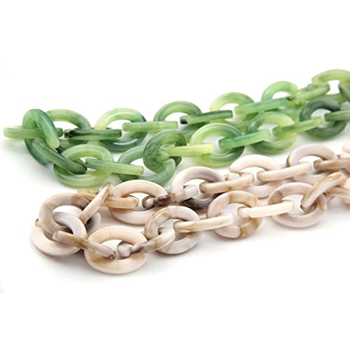 Caiyao Bohemian Tortoise Shell Acrylic Resin Colorful Chunky Link Chain Necklace Leopard Print Pendant Personalized Vintage Acetate Chain Collar Jewelry For Women Men-Beige thumb #2