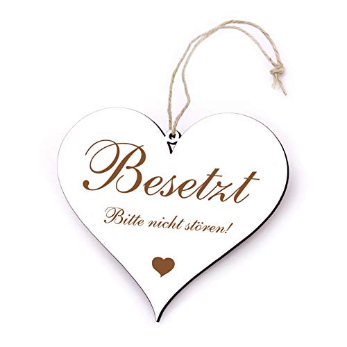Dekolando Home Accessories Heart Sign - Occupied Please Do Not Disturb - Engraved Toilet Door Sign 13 x 12 cm