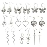 TOYANDONA Pendientes Colgantes Vintage para Mujer 9 Piezas Set Corazón Seta Serpiente y Araña Aleación Retro Multicolor para Uso Diario y Regalos