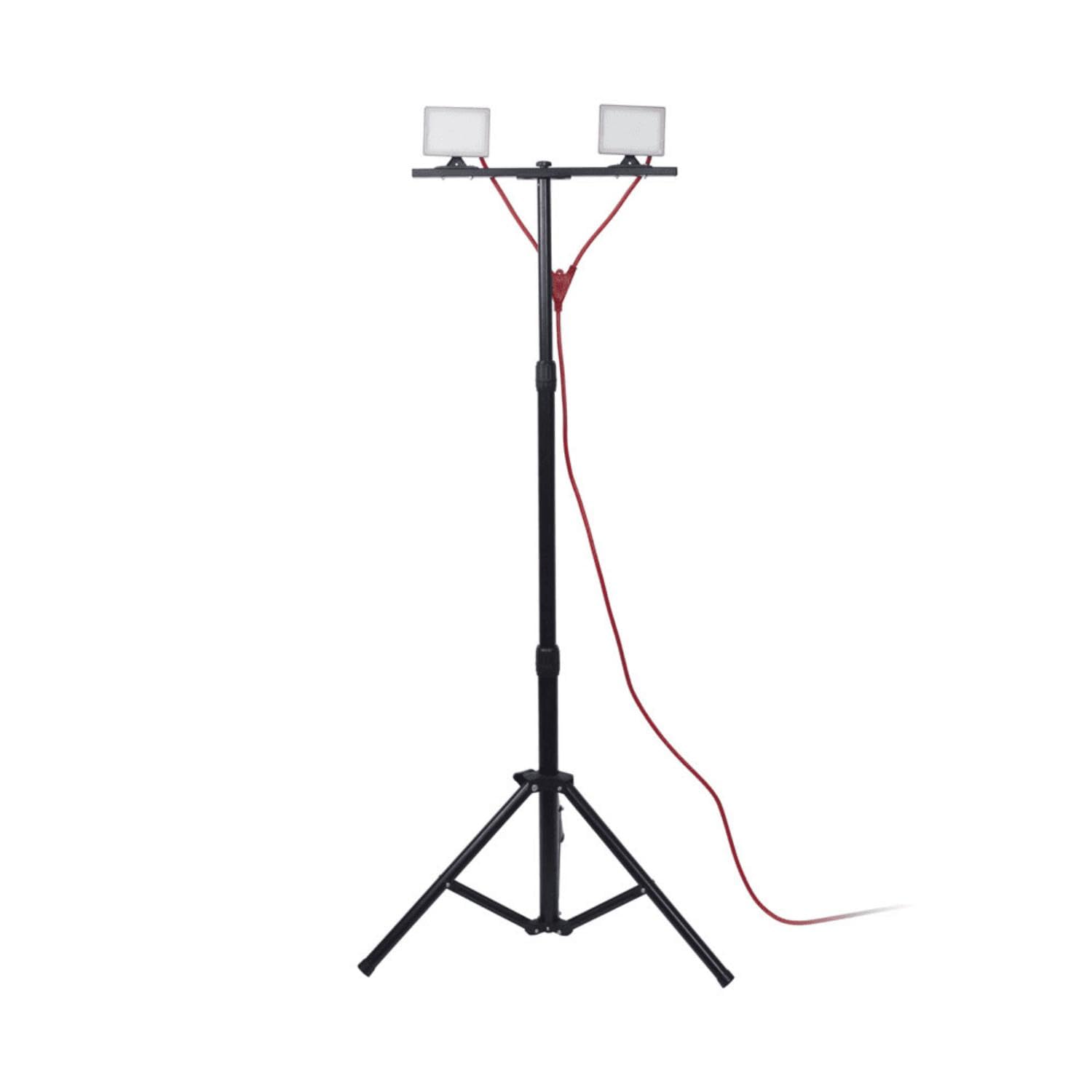 Projecteur de Chantier LED sur Pied, Filaire, x2 Projecteurs, 40 W, 2800 Lumens
