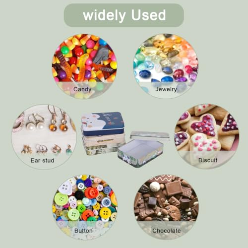 Image of HASTHIP 4Pcs Vintage Metal Tin Boxes Gifting Box, Retro Cartoon Print Lid, Multipurpose Portable Small Organizer Boxes for DIY Crafting Supplies, Hair Accessories, Gifting, 6.5x9x2.4cm