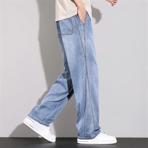 Mens Jeans Summer Thin Casual Stretch Waist Soft Vintage Denim Trousers Fashionable Business Pants3