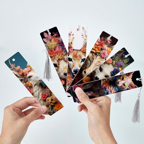 Marque-pages à pompons fleurs animaux Lot de 6 évite les pages cornées - 3