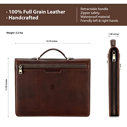 Luxffel Leather Portfolio Organizer, Leather Padfolio For Men With Handle, Zippered Professional Business Portfolio Folder Macbook/Ipad Pro Briefcase, Legal/Letter/A4 Notepads Applicable #TOP2
