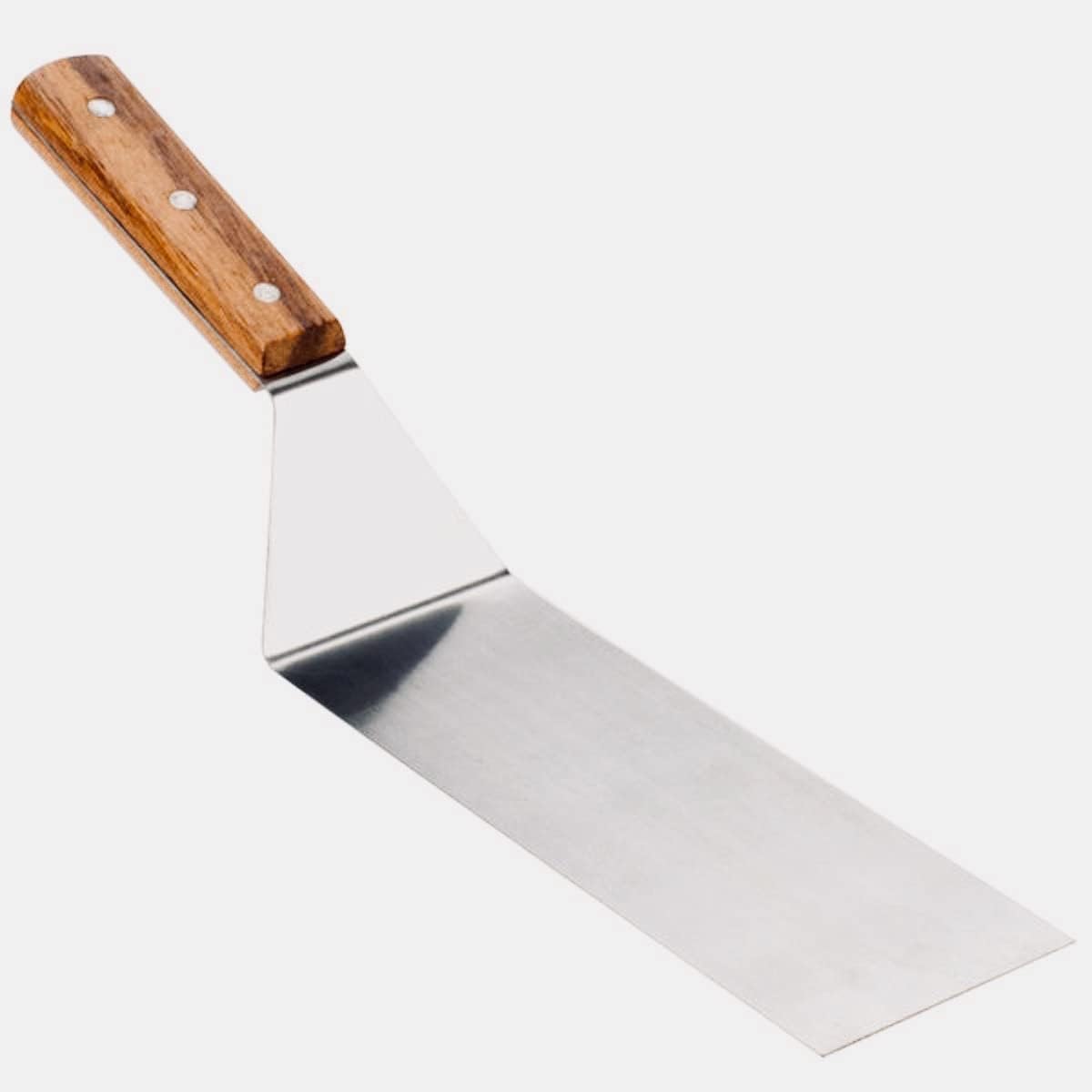 8 x 3 Turner Spatula with Wooden Handle for Griddle Grill, Stainless Steel Solid Flexible Square Edge Blade Grill Turner, Commercial Grade Turner by Tezzorio