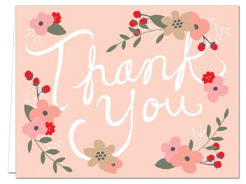 Note Card Cafe Thank You Cards with Gray Envelopes | 36 Pack | Floral Script | Blank Inside, Glossy Finish | for Greeting Cards, Occasions, Birthdays, Gifts