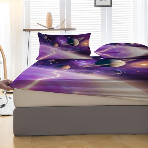 Draps de lit en microfibre Vortex Galactique 90x190cm avec drap-housse réglable - 5