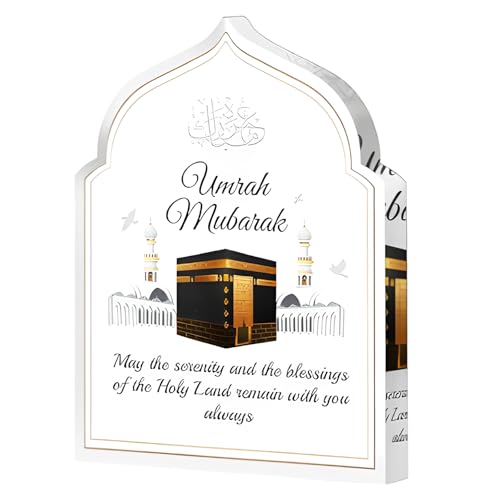 Umrah Mubarak Gifts, Acrylic Tabletop Decor, Elegant Acrylic Display Piece for Ramadan and Eid Decorations, Islamic Home Decor For Celebrations Spiritual Journey