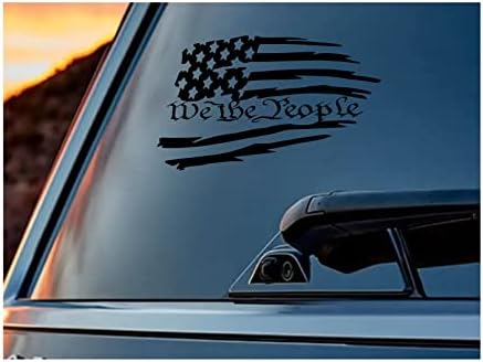 UR Impressions Blk Tattered American Flag - We The People Decal Sticker Vinyl Graphics for Cars Trucks SUV Motorcycles Windows|Black|7.5 X 4.2 inch|URI608-B