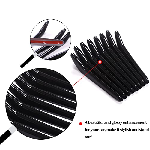 Image of 8pcs Car Styling ABS Plastic Exterior Front Grill Decoration Strips Cover Trims For Maserati Levante 2016 2017 2018 Auto Accessories (Glossy Black)