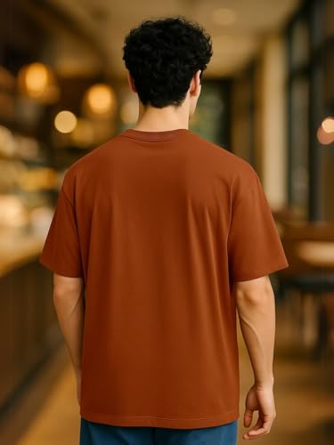 Image of Nobero 100% Cotton Oversized T Shirts for Men Stylish | Oversized Fit | Solid T Shirts for Men 180 GSM Combed Cotton | Round Neck Half Sleeve