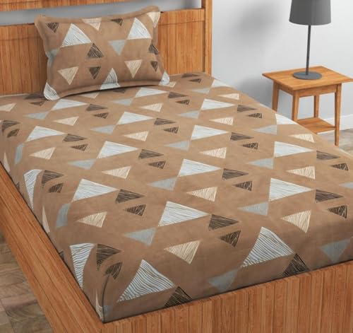 Image of Cotton 210 tc Flat Single | Diwan | Single Mattress Coat Bed Bedsheets for Summer Winter Breathable | Wrinkle Free (Size-60 X 90 Inch) with 1 Pillow Cover 60 x 90 Inches, Abstract, Mouse Grey