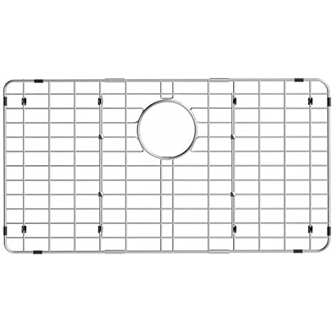 ARCCI Stainless Steel Sink Grate Protector for Bottom of Kitchen Sink, 27.5" x 14.6" Metal Kitchen Sink Grid with Rear Drain, Curve Corner Sink Rack with Sink Strainer for Single Sink Bowl Cover