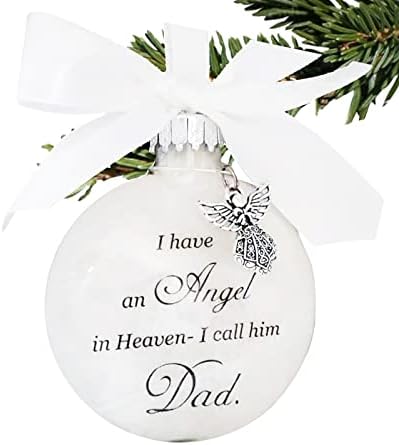 Timpfee Christmas Memorial Baubles Ornaments Feather Ball I Have an Angel in Heaven With Small Angel Christmas Bauble Ornament, Mum Dad Hanging Decoration