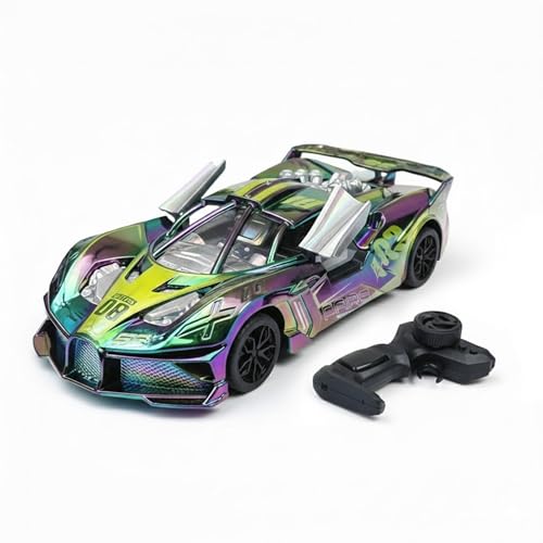 Image of joybox Remote Control Racing Car, 21.9 cm Length, Black and Turquoise Sports Car Design with Wireless Controller with Smoke, 8 Year +