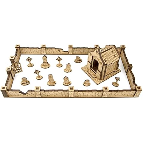 TowerRex Graveyard Crypt Cemetery D&D Terrain Buildings - DND Accessories for Dungeons & Dragons, Pathfinder, Warhammer, Tabletop Battle map Grid, Wargaming Terrain, Scenery for 32mm 28mm Miniatures Cover