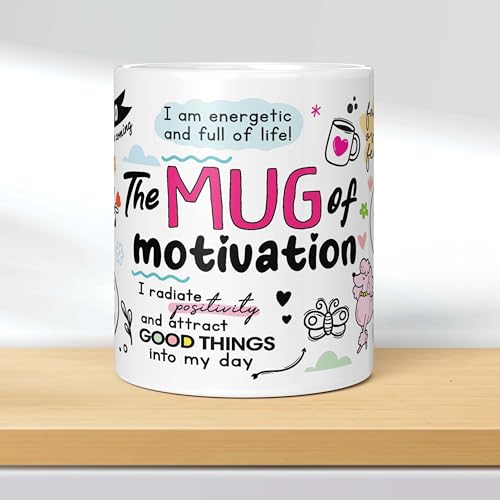 Image of Daily Affirmation & Motivation Mug Ceramic White Coffee Mug Collection, Gift for Positivity & Encouragement, 330ml, Microwave Safe, Set of 1 (The Mug of Motivation)