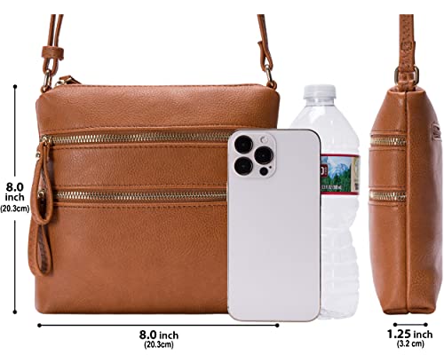 Image of Solene Small Multi Zipper Pocket Crossbody Bag with Adjustable Strap, Lightweight Travel Purse, Daily Small Messenger Pouch