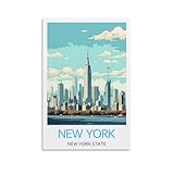 Impression sur toile État de New York   Décoration murale moderne   Poster décoratif familial   20 x 30 cm