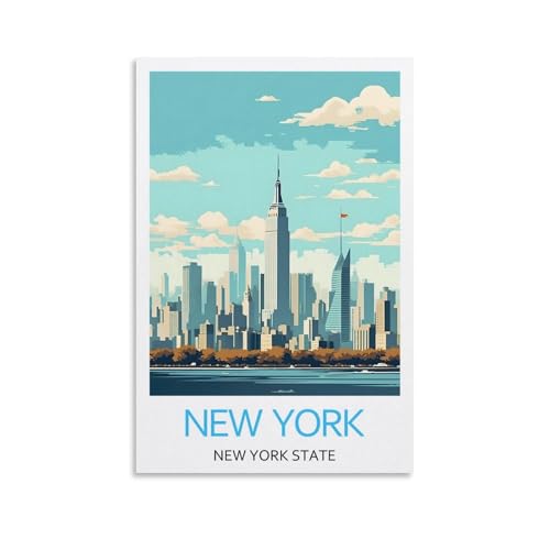 Impression sur toile État de New York - Décoration murale moderne - Poster décoratif familial - 20 x 30 cm