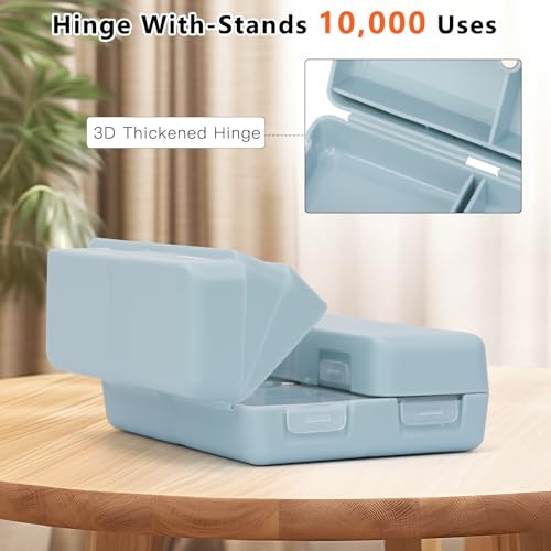 Image of FYY Daily Pill Organizer, 7 Compartments Portable Travel Pill Case, [Folding Design] for Purse Pocket to Hold Vitamins,Cod Liver Oil,Supplements and Medication-Blue (Pack of 2)