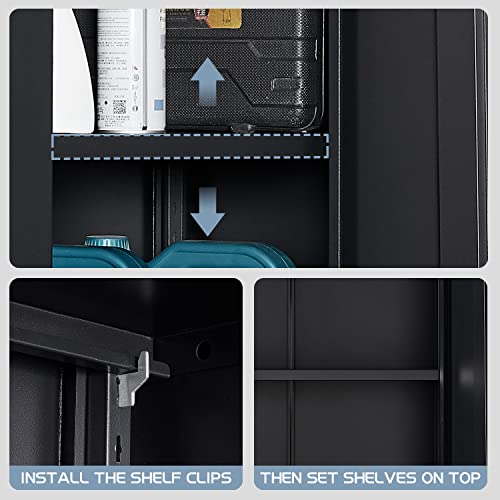 Gedelite Metal Wall Cabinet Locking Doors And Adjustable Shelf, Lockable Metal Storage Cabinet Wall Mounted, Wall Metal Storage Cabinet For Home, Office, Garage, Black. #TOP5