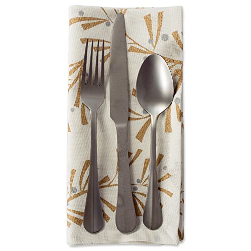 DII 100% Baumwolle, maschinenwaschbar, Bedruckte metallische Feiertagstischdecke – 132 x 132 cm für 4 Personen, Metallic Holly Leaves… – Ansicht 3