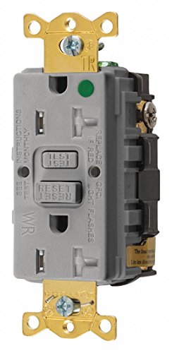 Gfci Receptacle, 20A, 125Vac, 5-20R, Gray