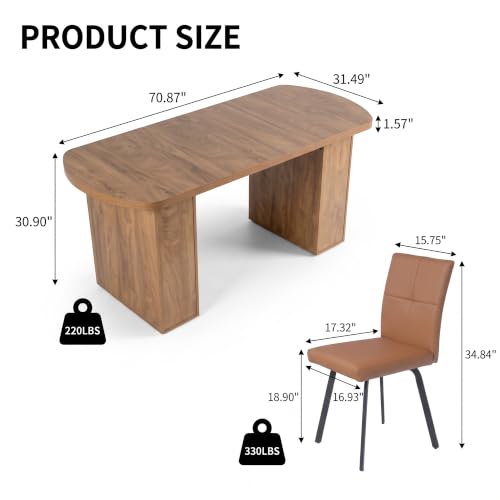 70.87" Dining Table Set for 6, Farmhouse Kitchen Table with Storage - Image 3