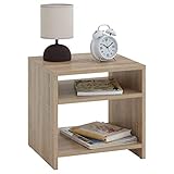 CARO-Möbel Nachttisch Nachtschrank Beistelltisch ALMERIA in Sonoma Eiche, mit 2 offenen Fächern