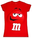 M&M's Chocolate Candy Character Face Red T-Shirt (Juniors Large)