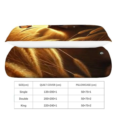 Housse de couette single fermeture éclair imprimé 3D animaux coucher soleil - 4