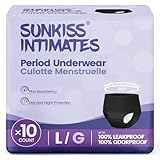 SUNKISS INTIMATES Disposable Period Underwear for Women with Heavy Flow, Low-Rise Unscented Postpartum Essentials, Black, Large, 10 Count