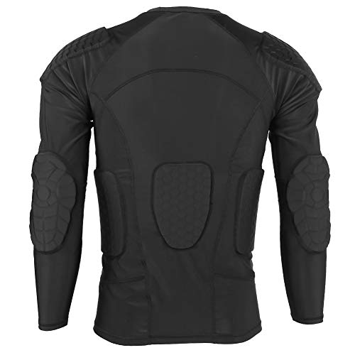 POENVFPO Long Sleeved Sport Suit, Thicken Anti Collision Breathable Elastic Polyester Chest Guard Suit Tights with Good Support Cushioning Effect (XL (75-85KG recommended))