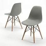 DASCK Pack 2 Sillas de Comedor Nórdicas Escandinavas, Carga Máx. 120 kg (Gris)