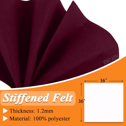 Image of IONTACH 36 inch X 36 inch Burgundy Stiff Felt Fabric 1.2mm Thick