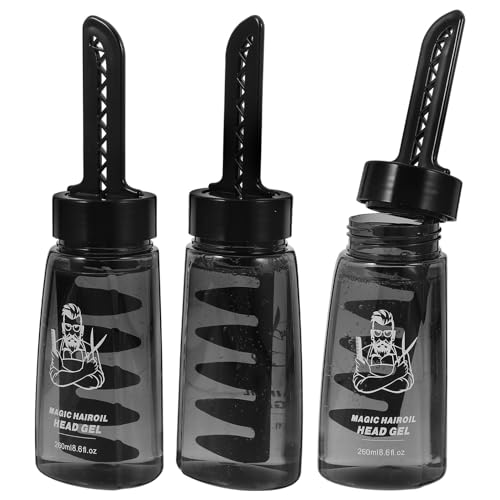 Gatuida Botellas Aplicadoras Vacías para Gel de Peinar 3 Piezas 260 Ml con Peine Integrado Plástico Resistente Reutilizable para Uso Barbería y Hogar