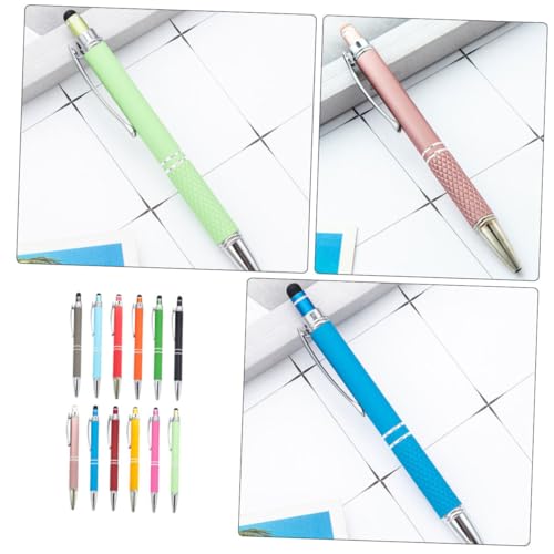 ROMISBABA 12pcs Stylus Ballpoint Pens 2 In 1 Office Signature Pens With Stylus Tip For Student Note Taking Girls Teens Daily Writing