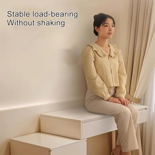 طقم طاولة زينة ومكياج بيضاء بعرض 1 م مع مرآة بإضاءة LED مع درج تخزين وخزانة لغرفة النوم (A)