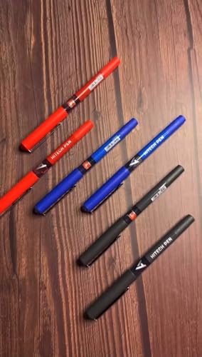 Image of Figo A9 Hi-Tech Liquid Roller Pen, 0.6mm Metal Tip, Smooth Writing, Comfortable Grip (Pack of 7) (Red)