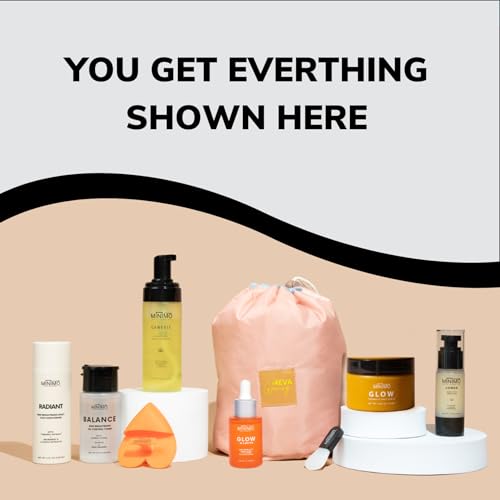 Minimo Skin Essentials Glow (Unscented) Bundle Skin Care Routine | Skin Care System Face Wash, Scrub, Serum, Toner, Moisturizer & 1 Applicator | 60 Day Supply