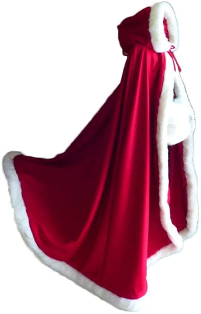 Mantello di bordo della pelliccia nuziale rosso per le mantelle di raso del capo con cappuccio di cerimonia nuziale con mantello di inverno della pelliccia, Rosso, M/tall