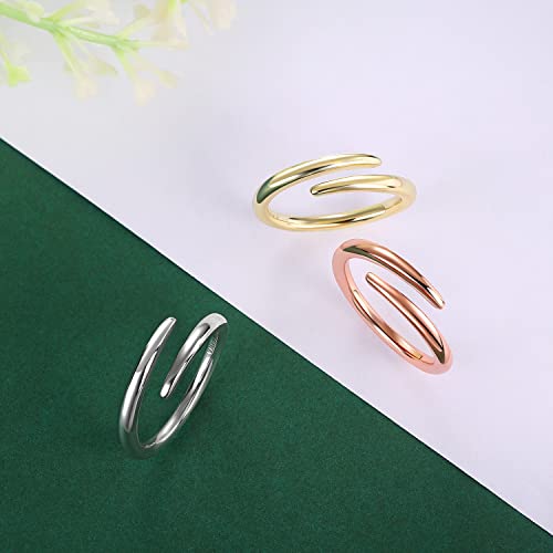 Devin Rose Open Swirl Wrap Around Minimalist Band Ring For Women Rhodium Plated Brass Size 8 #TOP3