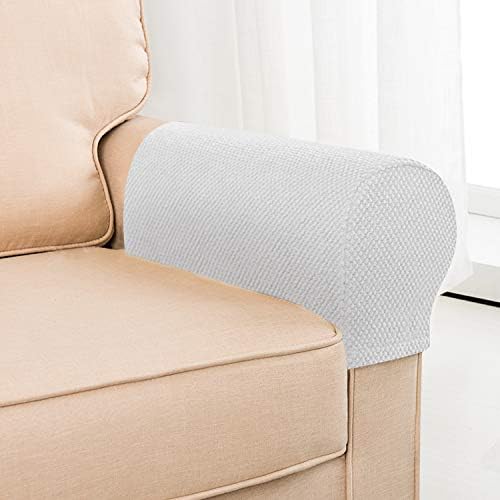 XMNTG Set of 2 Stretch Armrest Covers Corn Fleece Black Armrest Covers Anti-Stain Washable Arm Covers Furniture Protector Arm Covers for Chairs Sofa Recliner Sofa Couch (Black)