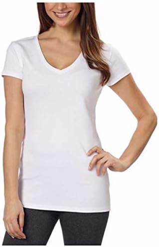 Kirkland Signature Camisetas prémium de algodón con cuello en V para mujer