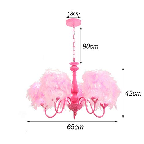 Lustre chambre fille plume rose réglable hauteur 65cm E14