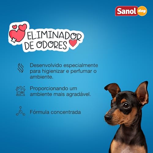 Sanol Dog Eliminador De Odores Para Cães E Gatos Concentrado 1 Litro Azul