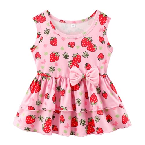 Image of Girls 2 Piece Outfit Summer Short Set Sleeveless Bow Knot Tank Top and Shorts Cute Clothes for Toddler Girls