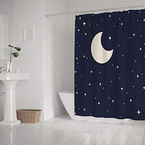 Rideau de douche ciel étoilé en polyester imperméable 168x183 cm